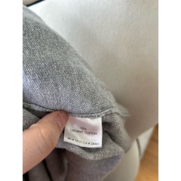 Eileen Fisher Grey Short Sleeve Drapey Organic Cotton Knit Cardigan Flaw - Picture 6 of 8